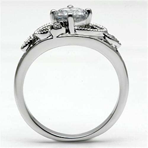 3W034 - Rhodium Brass Ring with AAA Grade CZ  in Clear