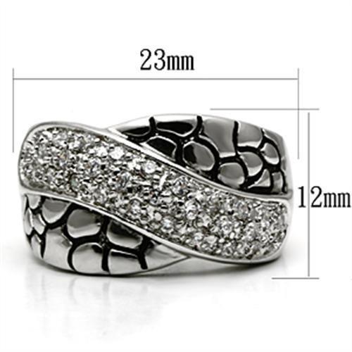 3W037 - Rhodium Brass Ring with AAA Grade CZ  in Clear