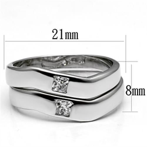 3W039 - Rhodium Brass Ring with AAA Grade CZ  in Clear