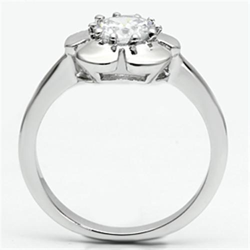 3W041 - Rhodium Brass Ring with AAA Grade CZ  in Clear