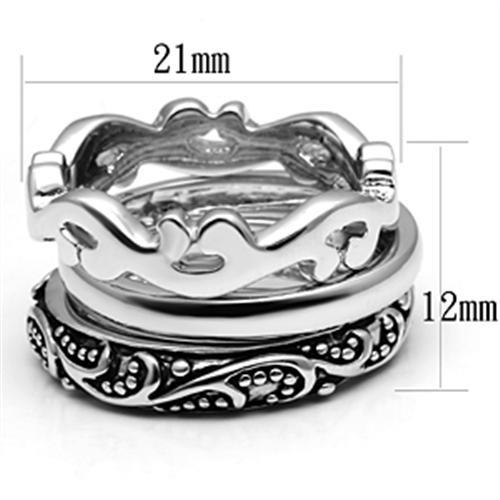 3W048 - Rhodium Brass Ring with No Stone