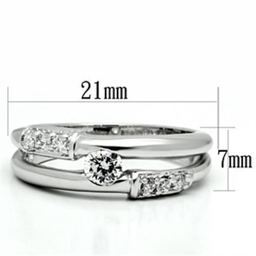 3W049 - Rhodium Brass Ring with AAA Grade CZ  in Clear