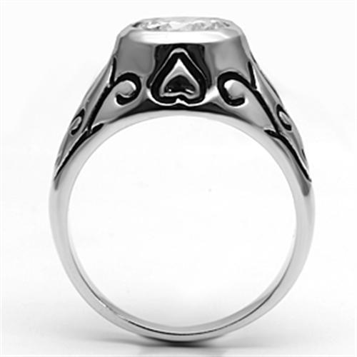 3W057 - Rhodium Brass Ring with AAA Grade CZ  in Clear