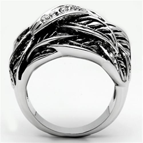 3W063 - Rhodium Brass Ring with Top Grade Crystal  in Clear