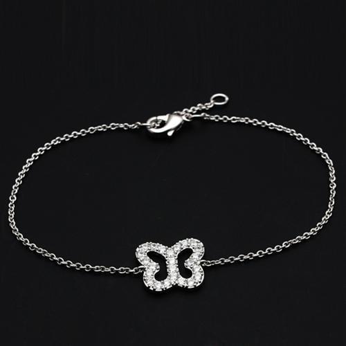 3W070 Rhodium Brass Bracelet with AAA Grade CZ in Clear