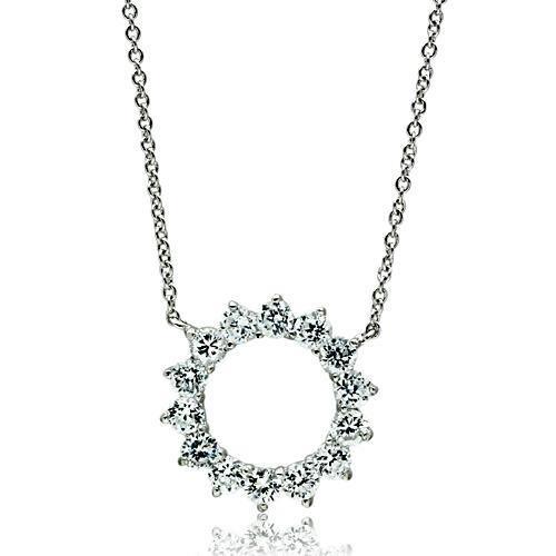 3W072 Rhodium Brass Necklace with AAA Grade CZ in Clear