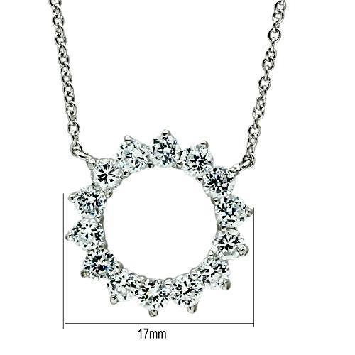 3W072 Rhodium Brass Necklace with AAA Grade CZ in Clear