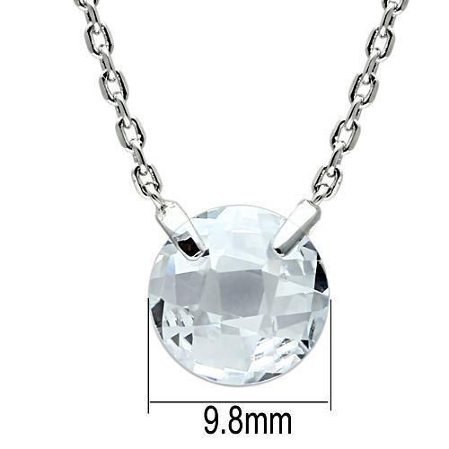 3W074 - Rhodium Brass Necklace with AAA Grade CZ  in Clear