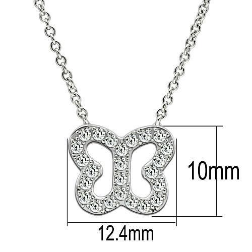 3W078 - Rhodium Brass Necklace with AAA Grade CZ  in Clear