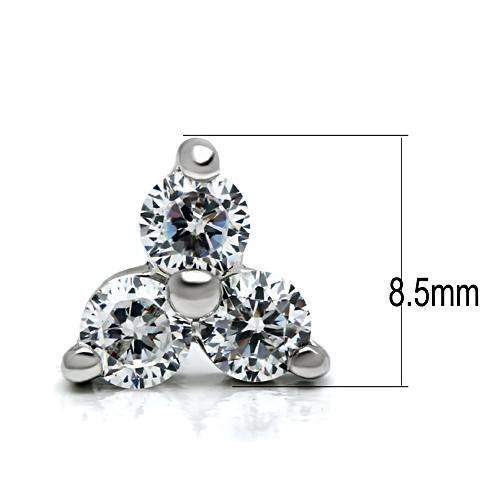 3W097 - Rhodium Brass Earrings with AAA Grade CZ  in Clear