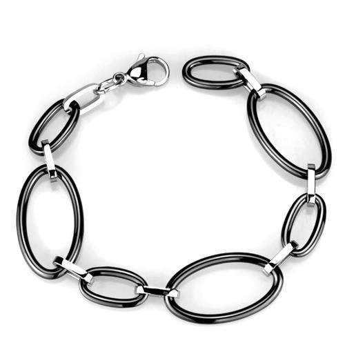 3W1003 - High polished (no plating) Stainless Steel Bracelet with Ceramic  in Jet