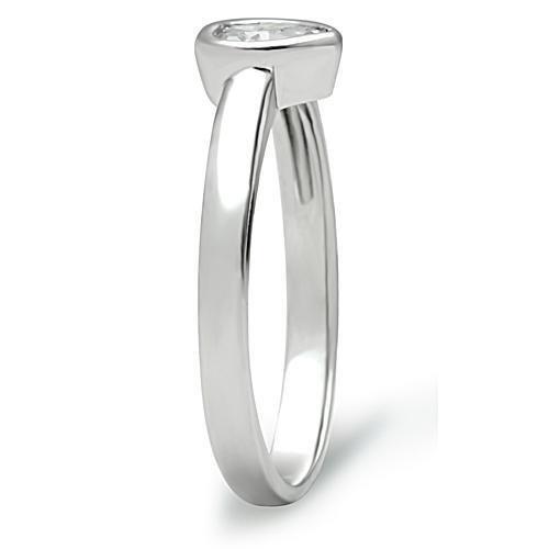 3W107 - Rhodium Brass Ring with AAA Grade CZ  in Clear