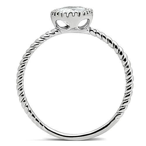 3W108 - Rhodium Brass Ring with AAA Grade CZ  in Clear