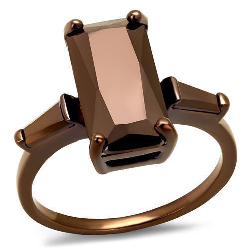 3W1160 - IP Coffee light Brass Ring with AAA Grade CZ  in Light Coffee