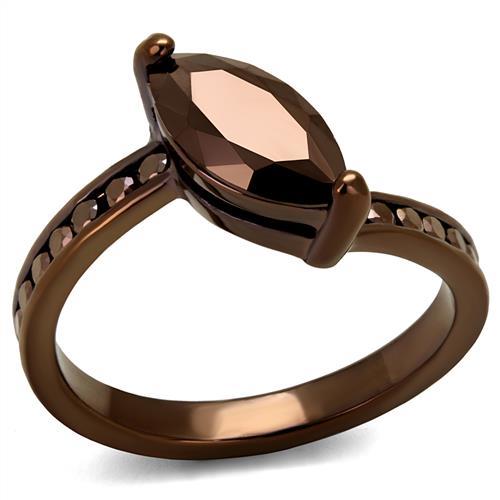 3W1190 - IP Coffee light Brass Ring with AAA Grade CZ  in Light Coffee