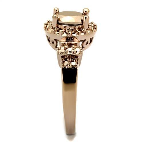 3W1193 - IP Rose Gold(Ion Plating) Brass Ring with AAA Grade CZ  in Metallic Light Gold