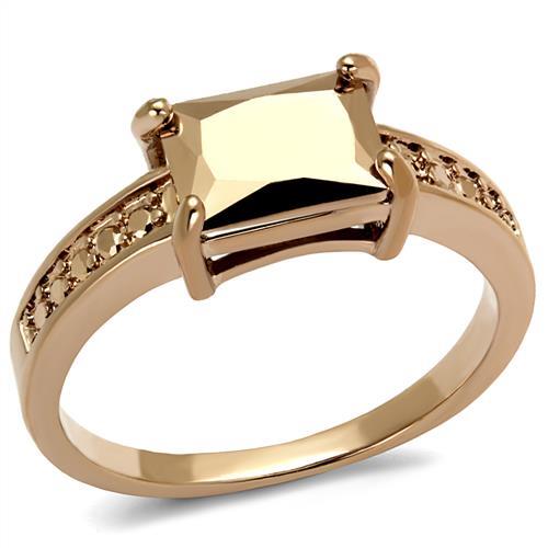 3W1197 - IP Rose Gold(Ion Plating) Brass Ring with AAA Grade CZ  in Metallic Light Gold