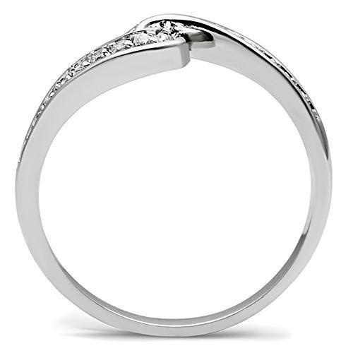 3W119 - Rhodium Brass Ring with AAA Grade CZ  in Clear