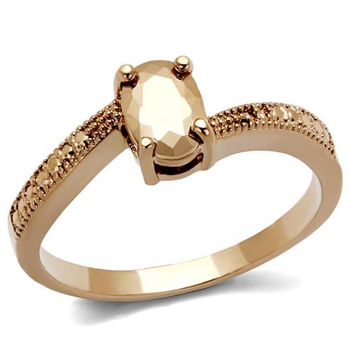 3W1201 - IP Rose Gold(Ion Plating) Brass Ring with AAA Grade CZ  in Metallic Light Gold