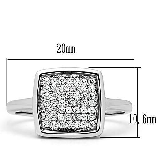 3W120 - Rhodium Brass Ring with AAA Grade CZ  in Clear