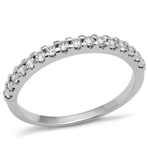 3W1232 - Rhodium Brass Ring with AAA Grade CZ  in Clear