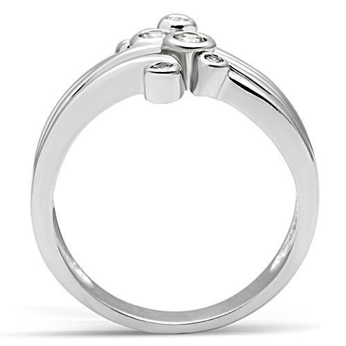 3W135 - Rhodium Brass Ring with AAA Grade CZ  in Clear