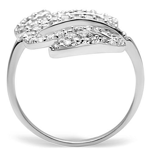 3W138 - Rhodium Brass Ring with AAA Grade CZ  in Clear