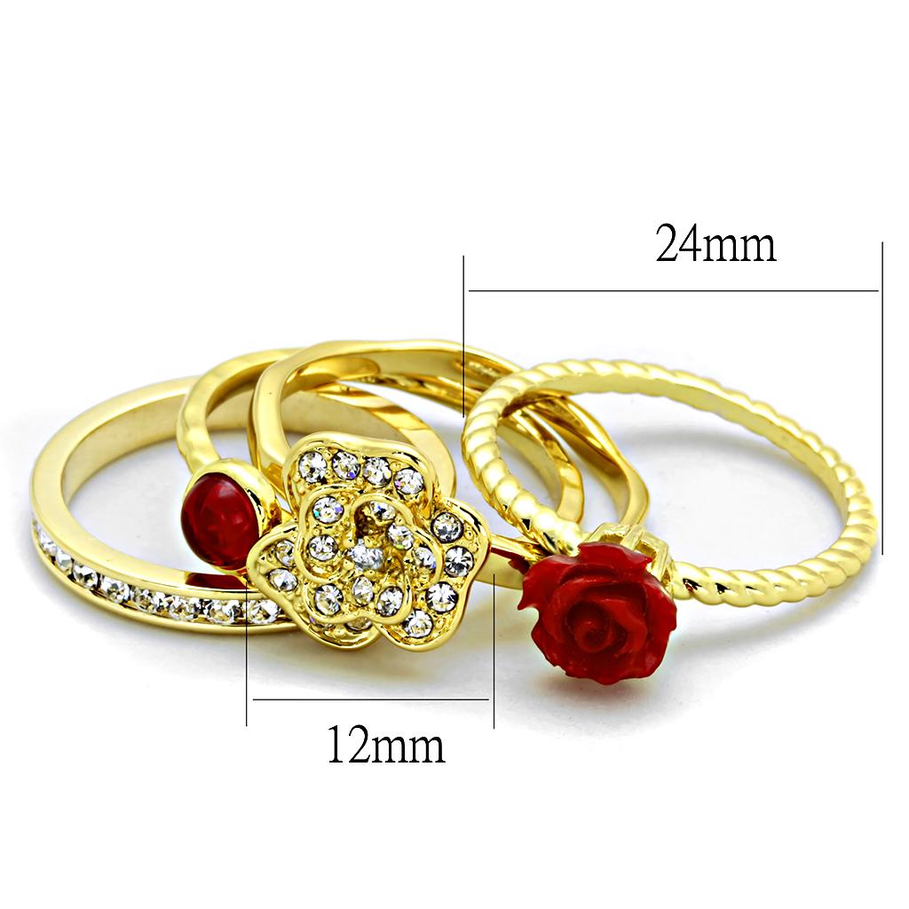 3W1495 - Gold Brass Ring with Synthetic Synthetic Stone in Siam