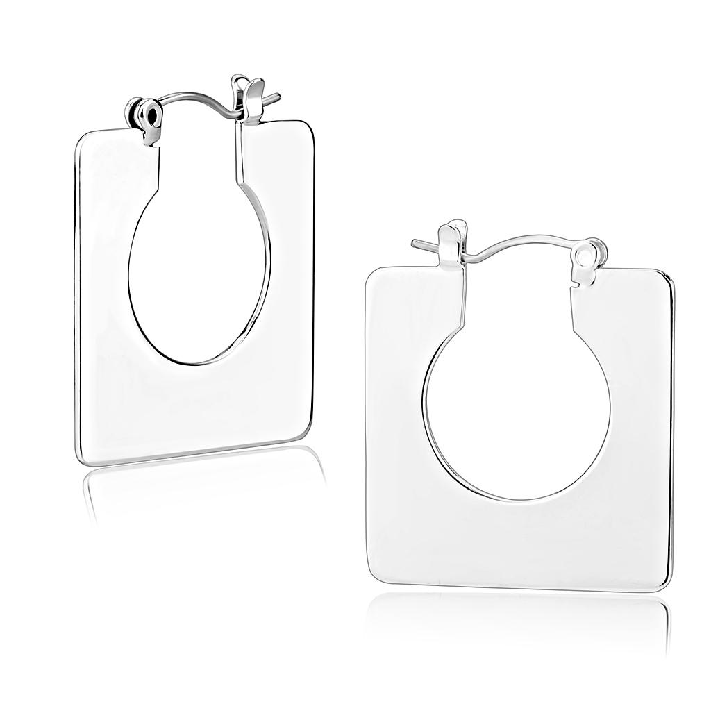 3W1500 - Rhodium Brass Earrings with No Stone