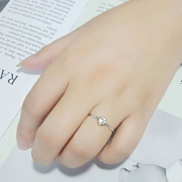 3W1614 - Rhodium Brass Ring with AAA Grade CZ in Clear