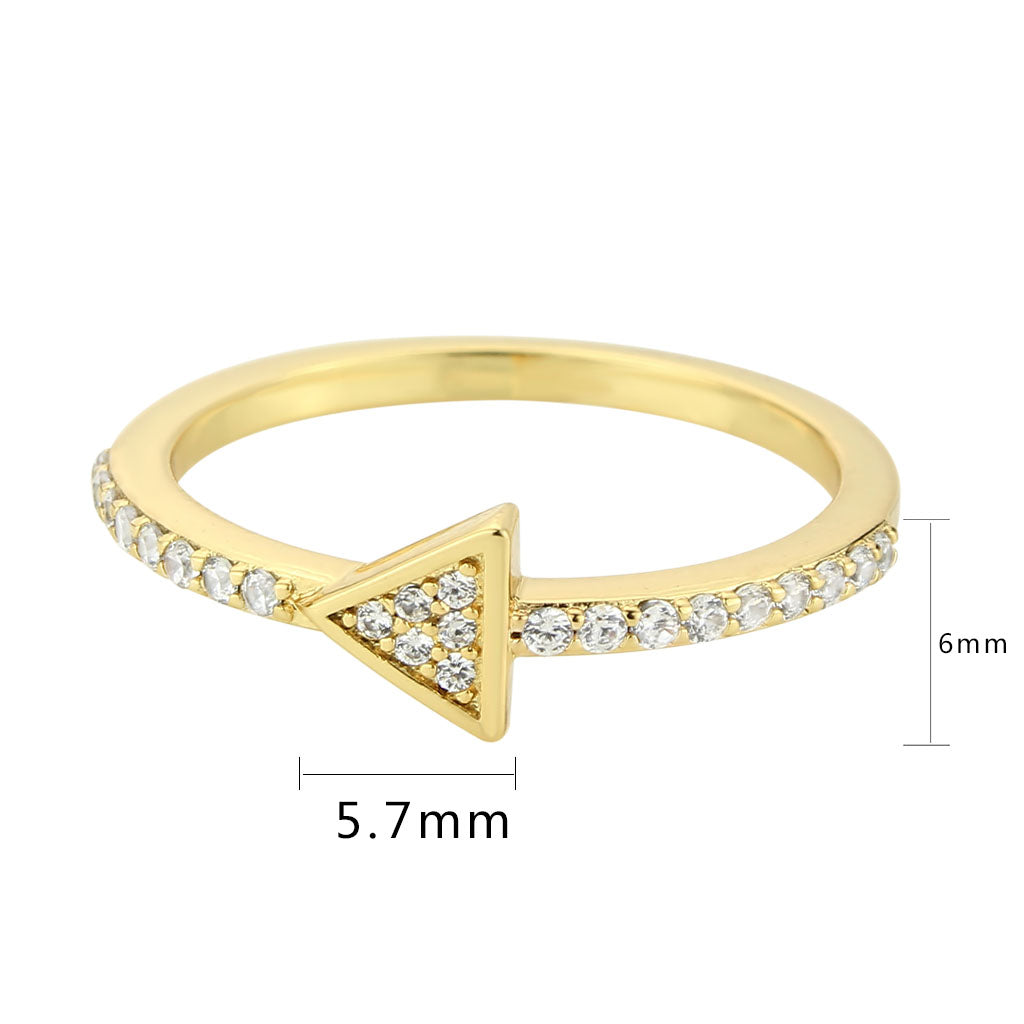 3W1615 - Flash Gold Brass Ring with AAA Grade CZ in Clear
