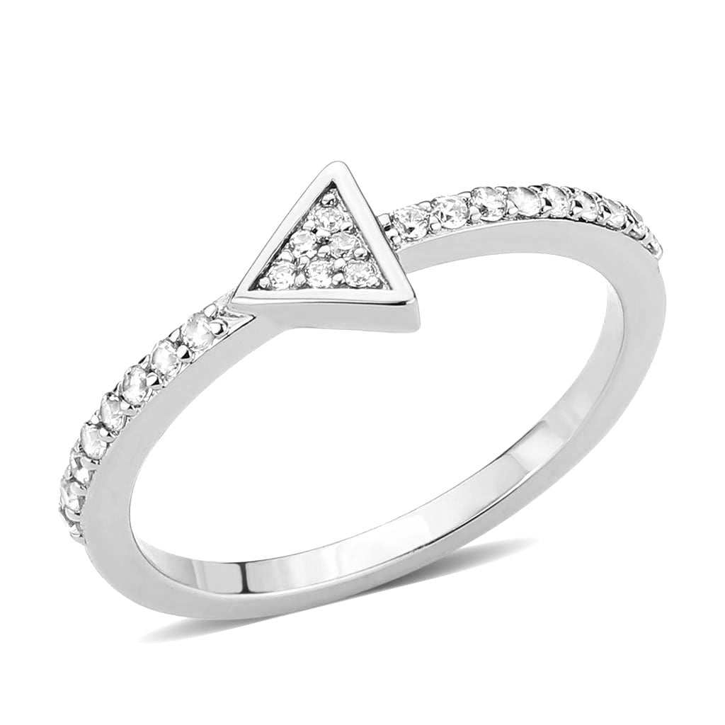 3W1616 - Rhodium Brass Ring with AAA Grade CZ in Clear