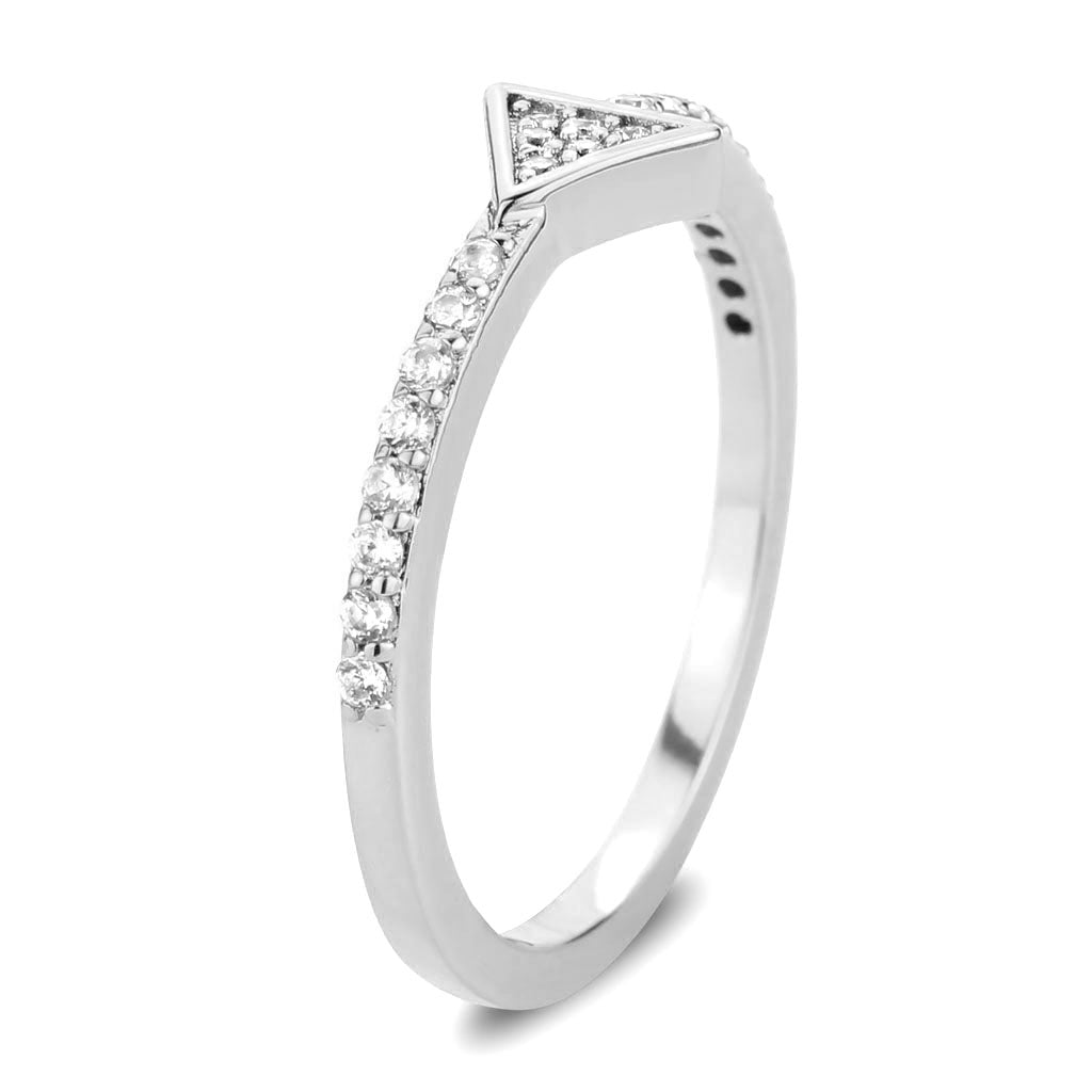 3W1616 - Rhodium Brass Ring with AAA Grade CZ in Clear