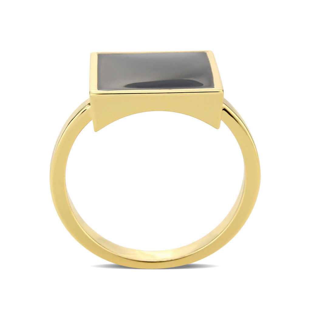 3W1619 - Flash Gold Brass Ring with Epoxy in Jet