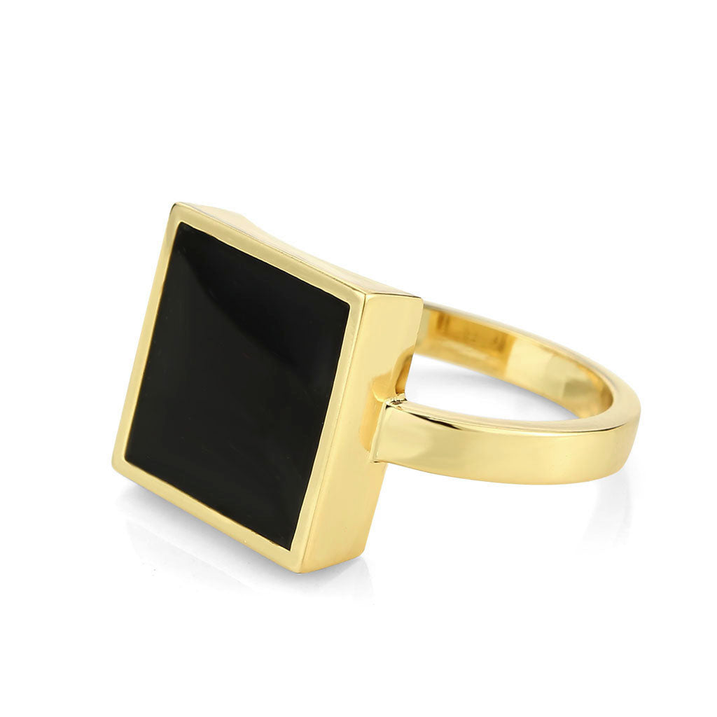 3W1619 - Flash Gold Brass Ring with Epoxy in Jet