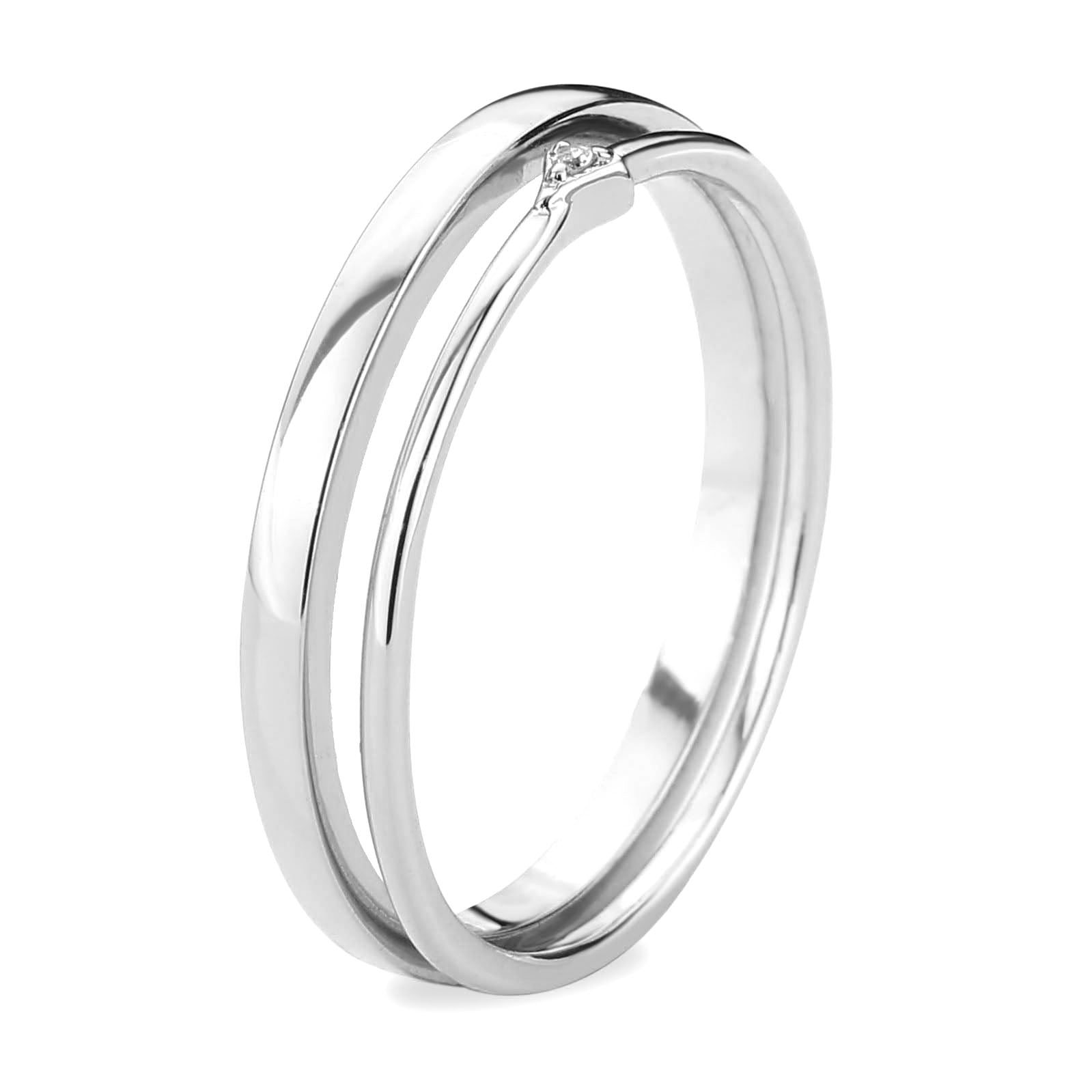 3W1623 - Rhodium Brass Ring with AAA Grade CZ in Clear