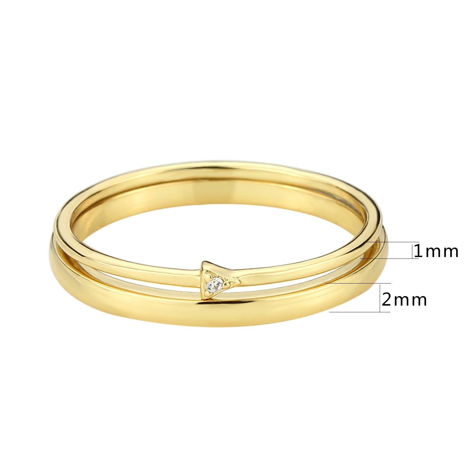 3W1624 - Flash Gold Brass Ring with AAA Grade CZ in Clear