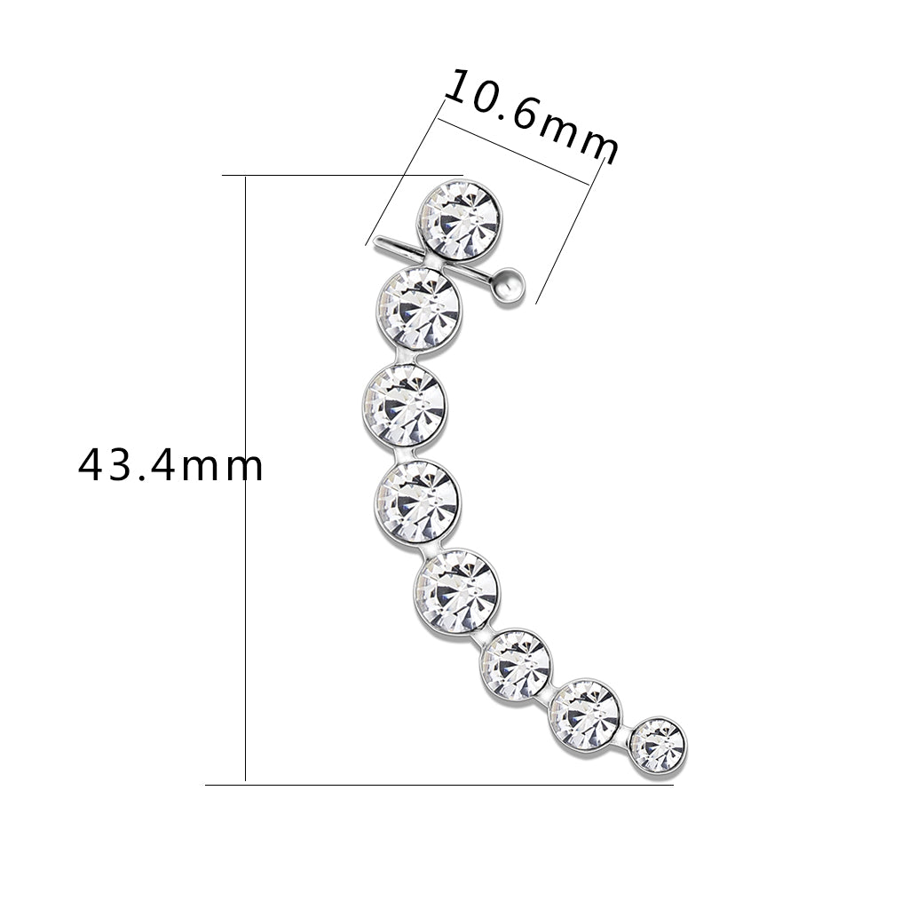 3W1635 - High polished (no plating) Stainless Steel Earring with Top Grade Crystal in Clear