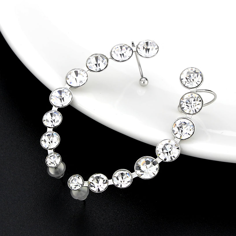 3W1635 - High polished (no plating) Stainless Steel Earring with Top Grade Crystal in Clear