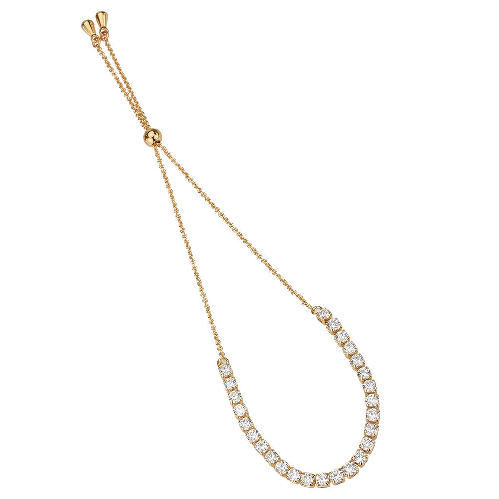 3W1648 - Rose Gold Brass Bracelet with AAA Grade CZ in Clear