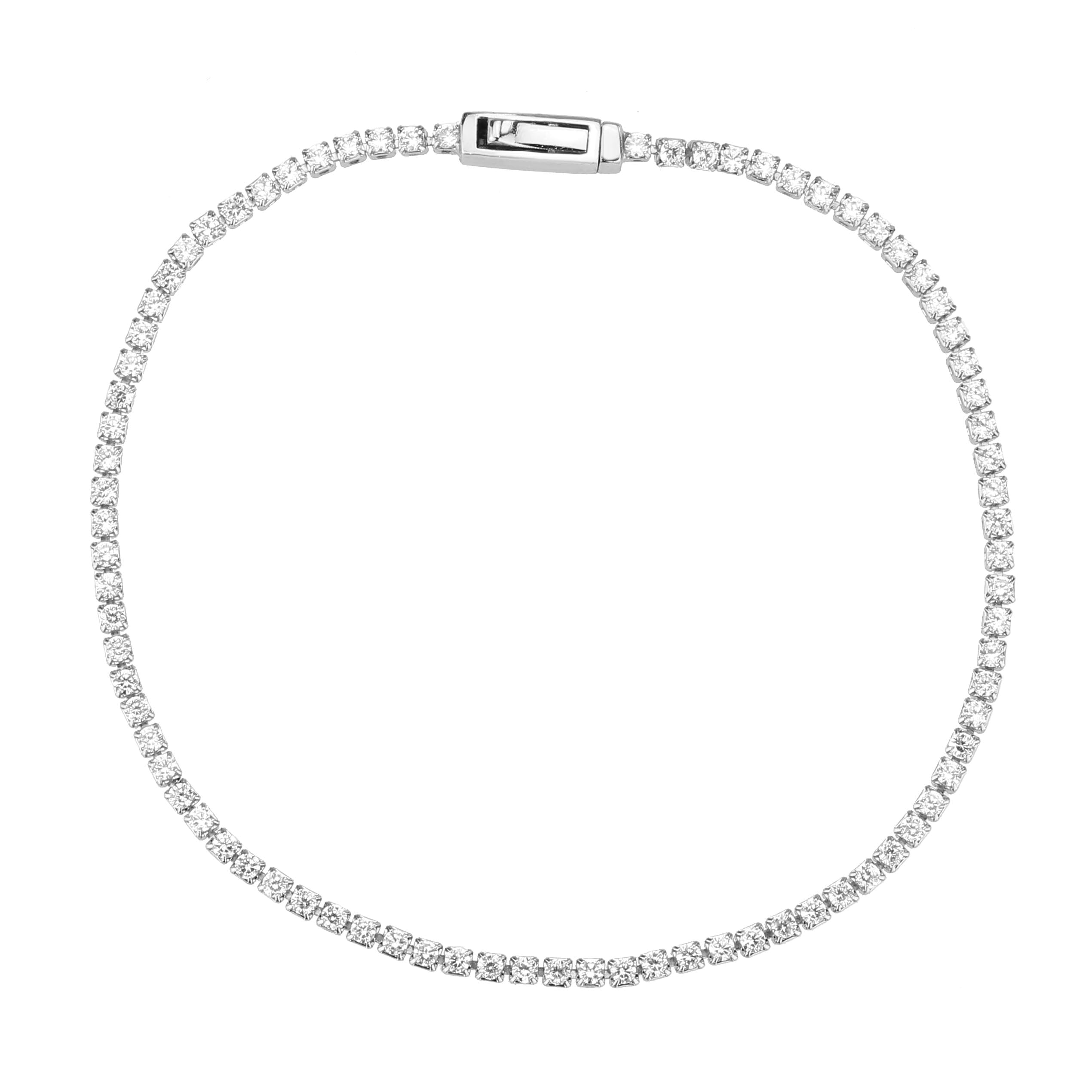 3W1679 - Rhodium Brass Bracelet with AAA Grade CZ in Clear