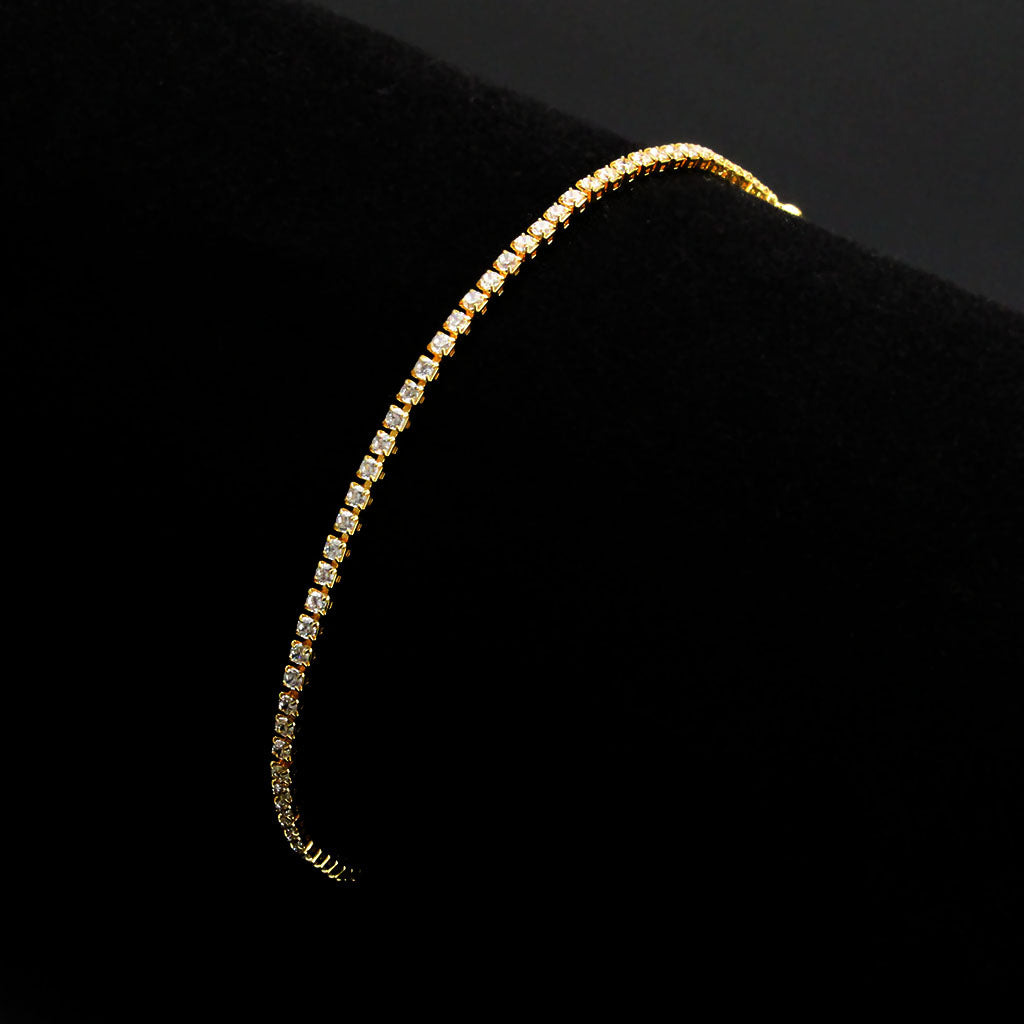 3W1680 - Gold Brass Bracelet with AAA Grade CZ in Clear