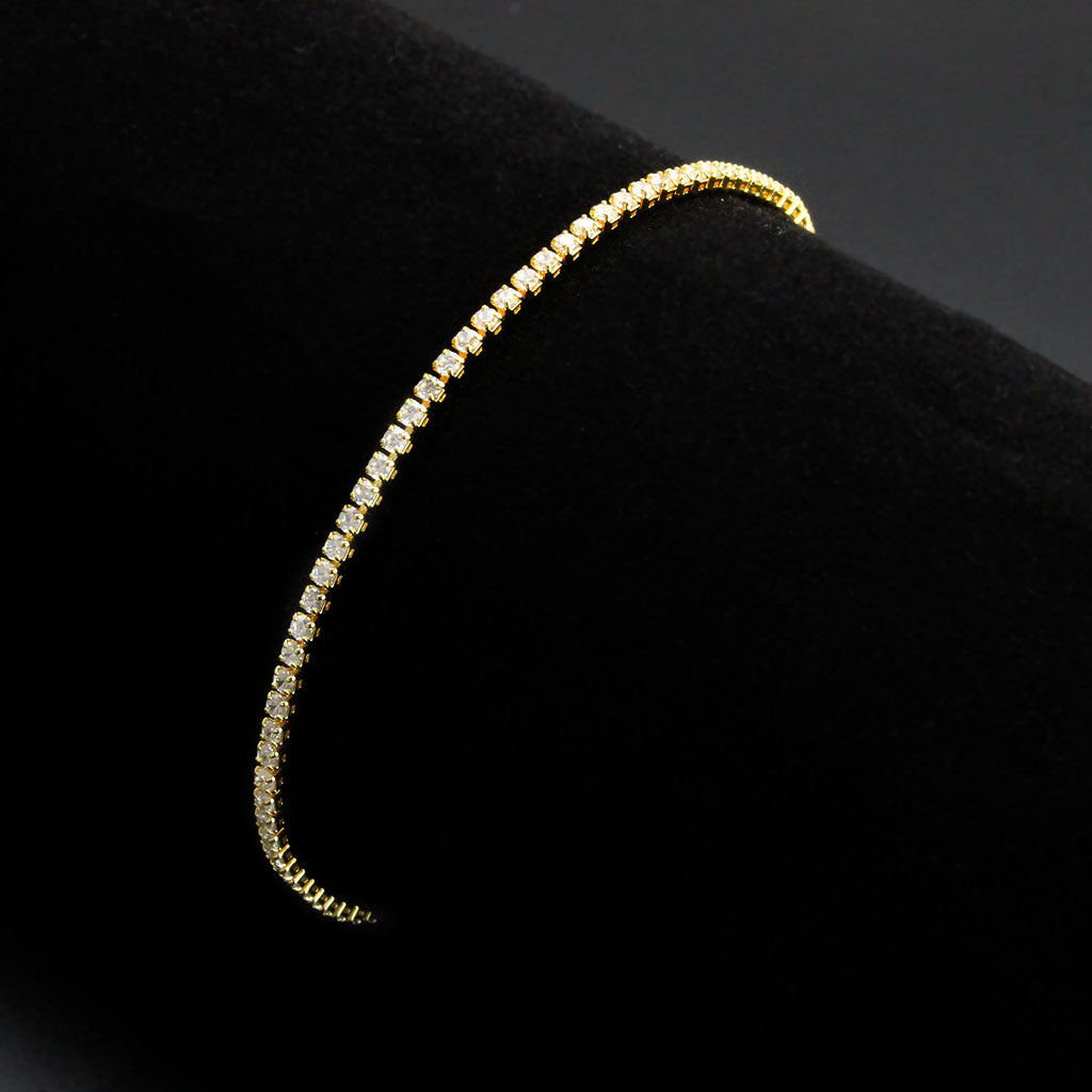 3W1683 - Gold Brass Bracelet with AAA Grade CZ in Clear