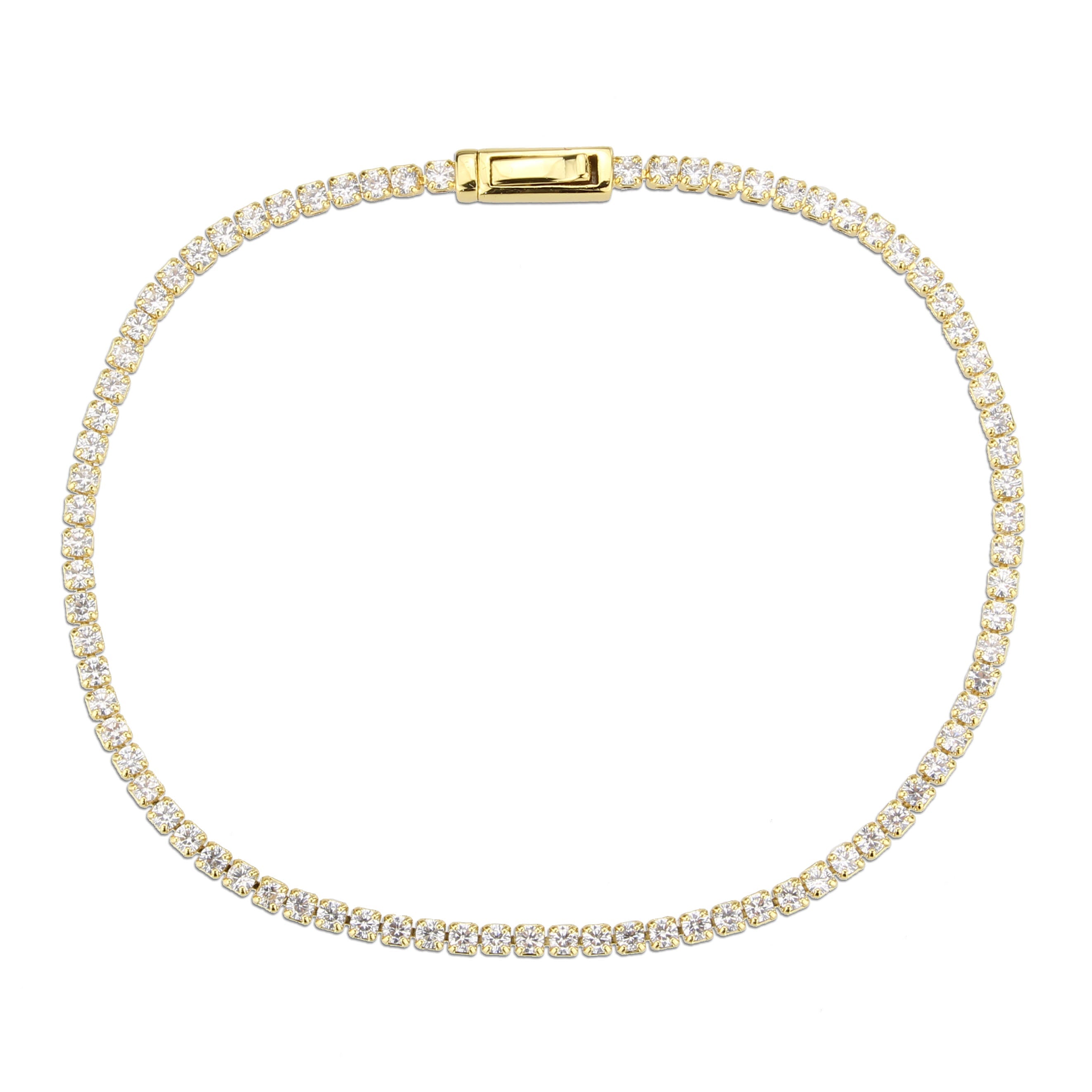 3W1683 - Gold Brass Bracelet with AAA Grade CZ in Clear