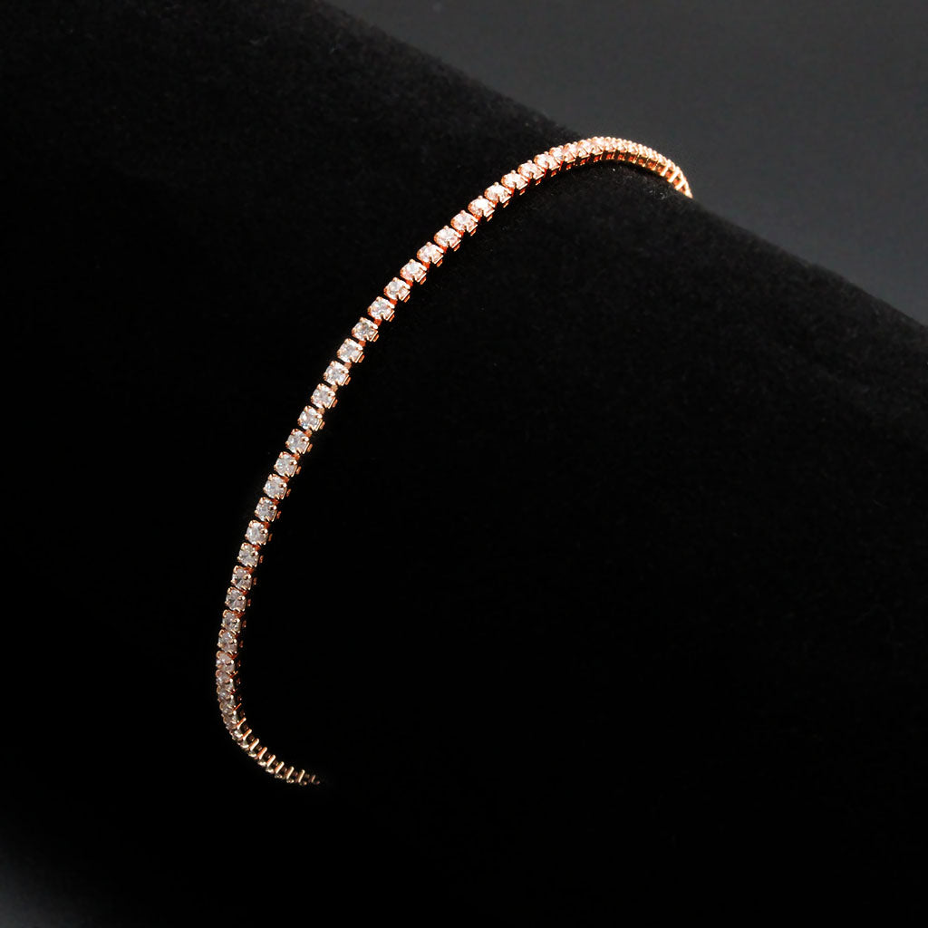 3W1684 - Rose Gold Brass Bracelet with AAA Grade CZ in Clear