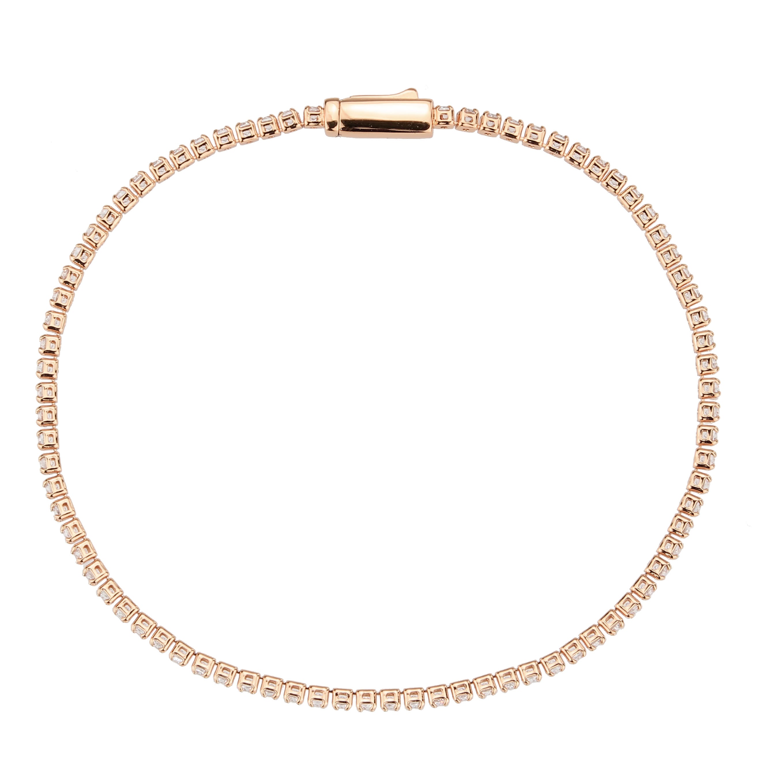 3W1684 - Rose Gold Brass Bracelet with AAA Grade CZ in Clear