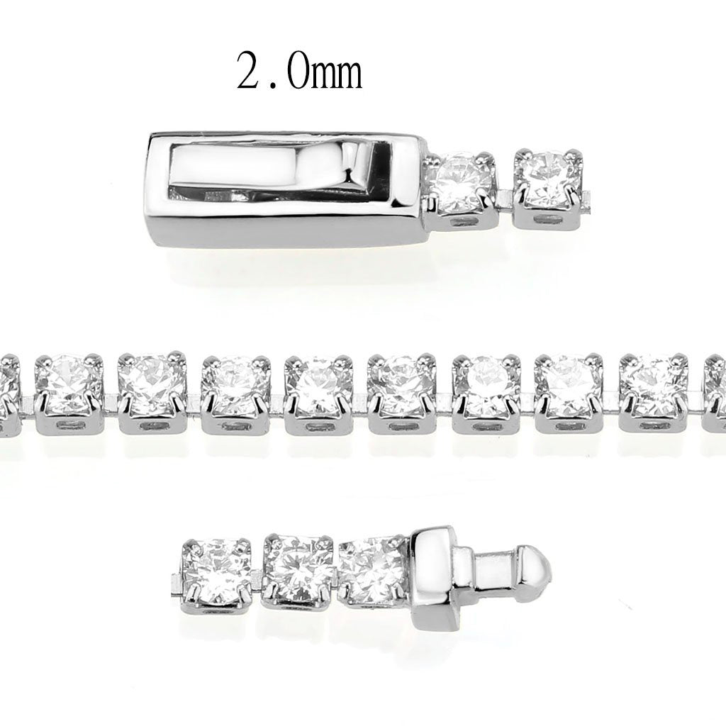 3W1685 - Rhodium Brass Bracelet with AAA Grade CZ in Clear