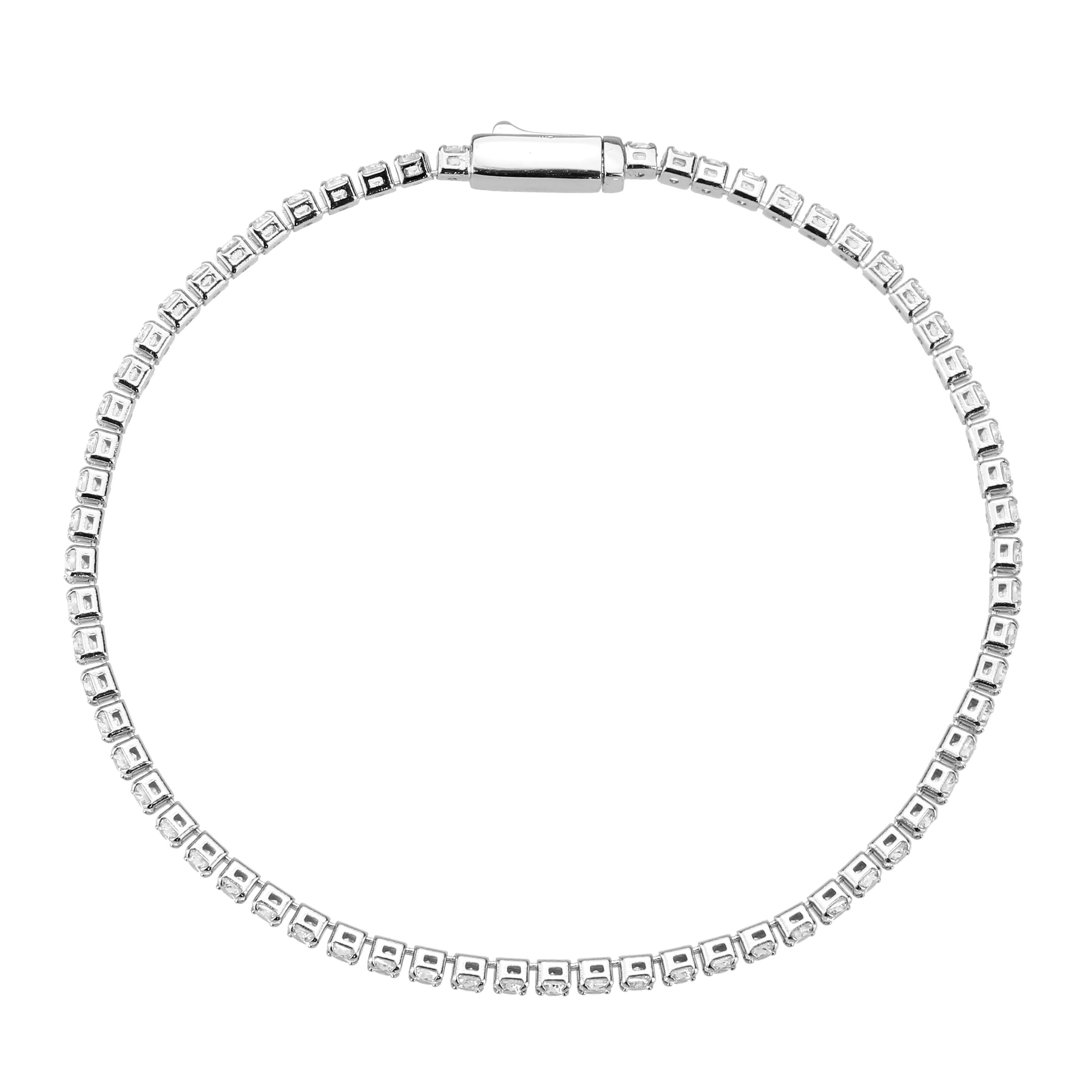 3W1685 - Rhodium Brass Bracelet with AAA Grade CZ in Clear