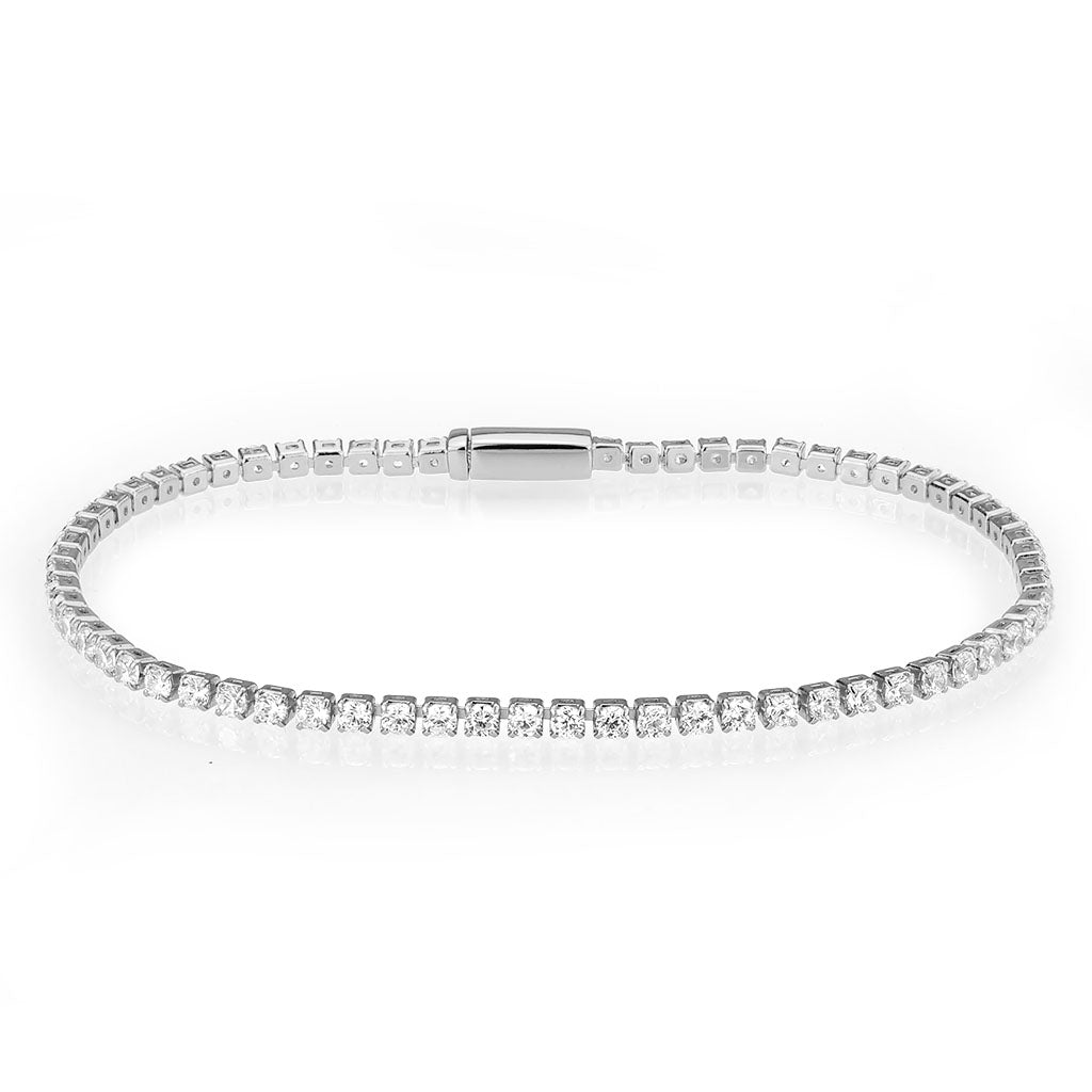 3W1685 - Rhodium Brass Bracelet with AAA Grade CZ in Clear