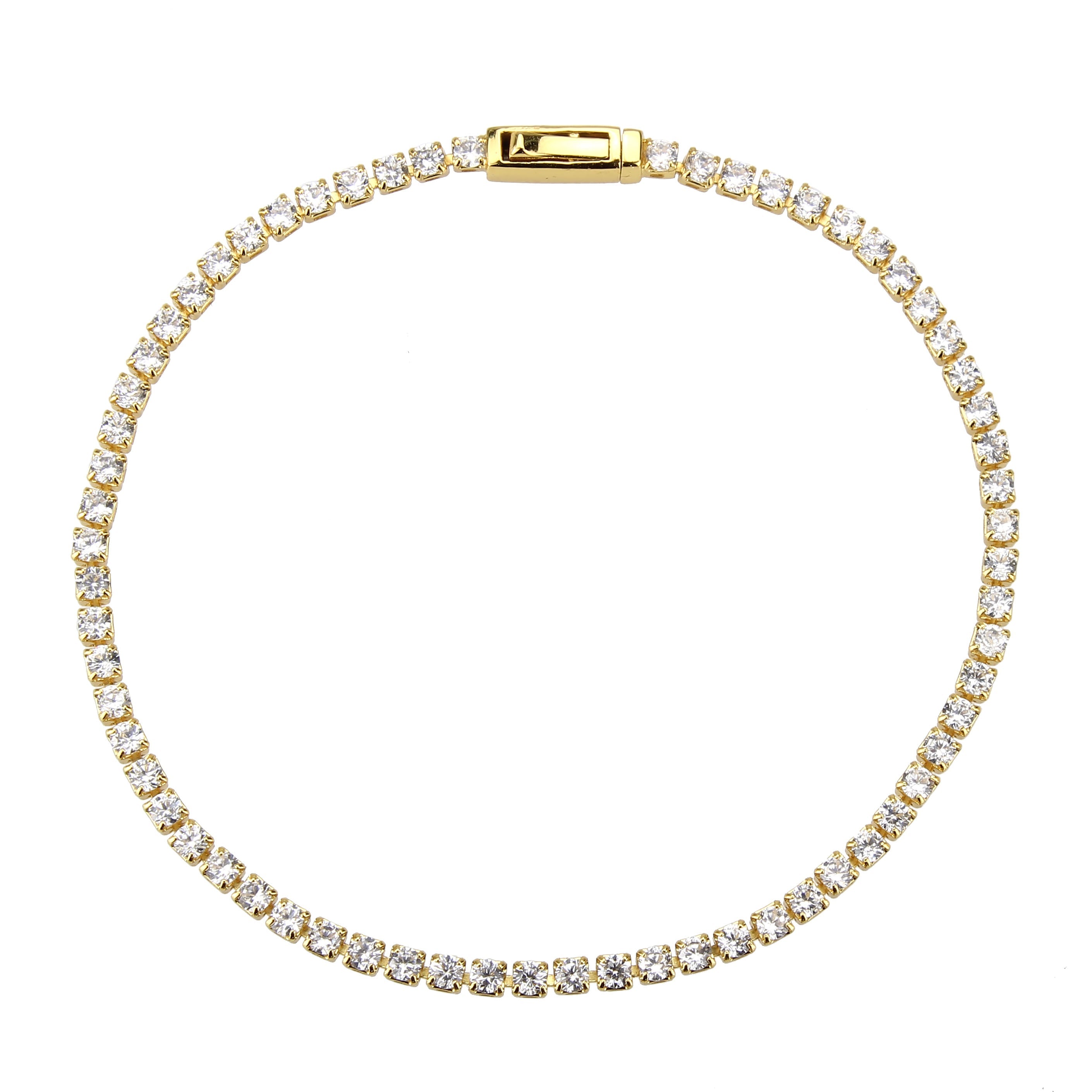 3W1686 - Gold Brass Bracelet with AAA Grade CZ in Clear